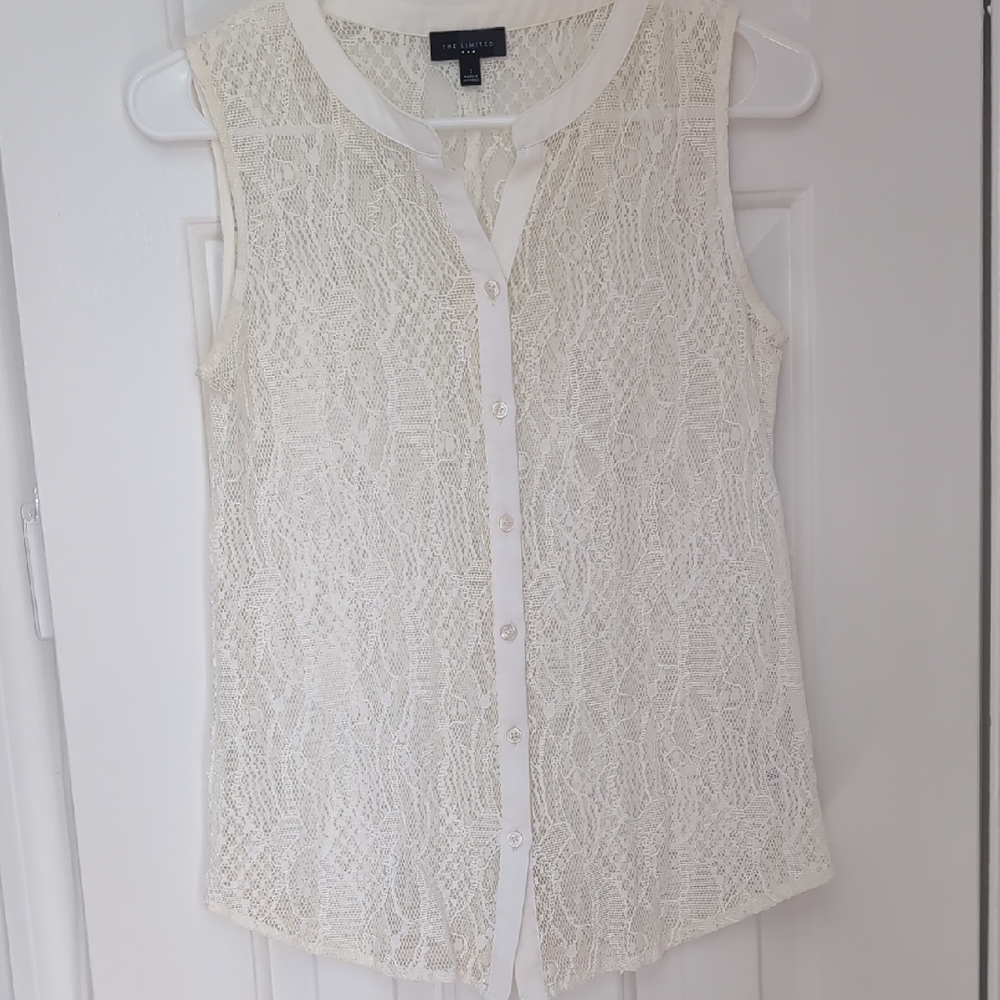 Elegant Lace Sleeveless Top - Cream